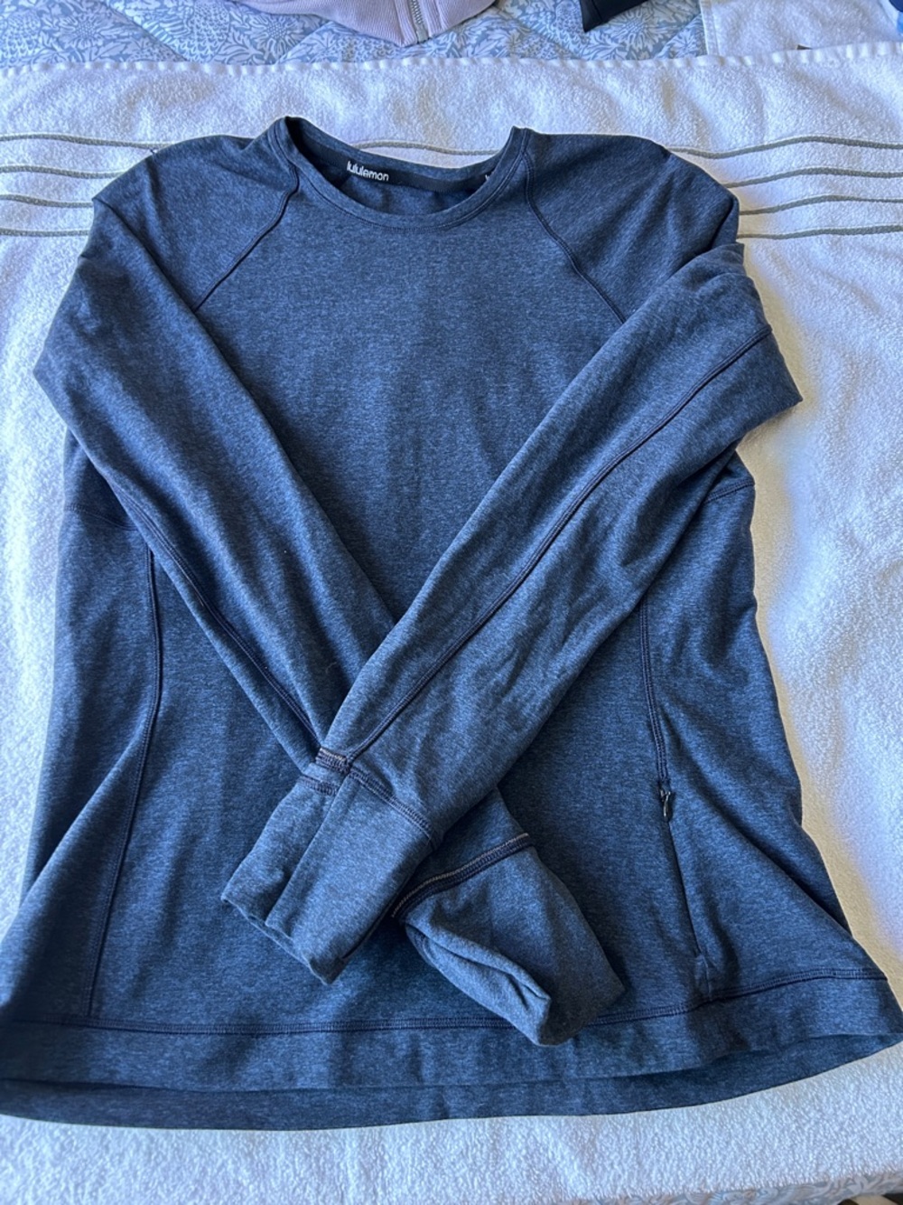lululemon athletica Long Sleeve Crew Top in Heathered Navy